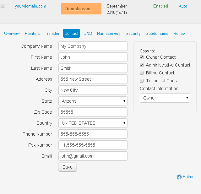 iPage update domain whois information