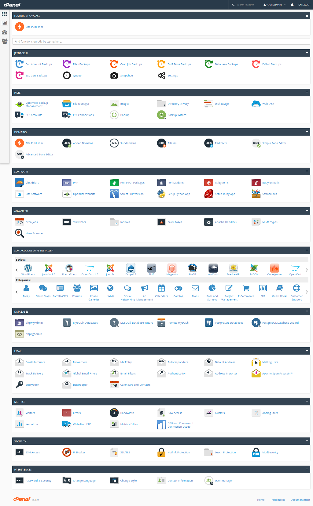 cPanel Paper Lantern Interface